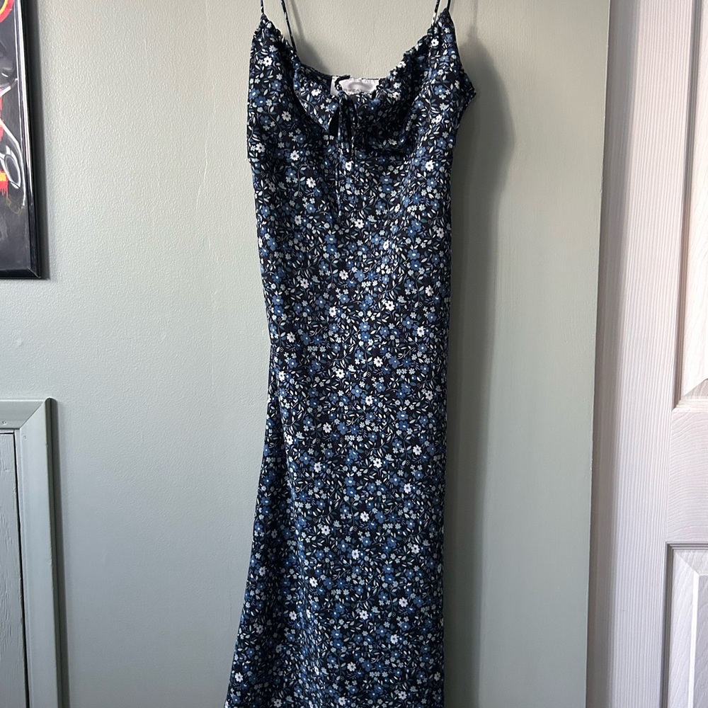 Blue Floral Midi Dress
